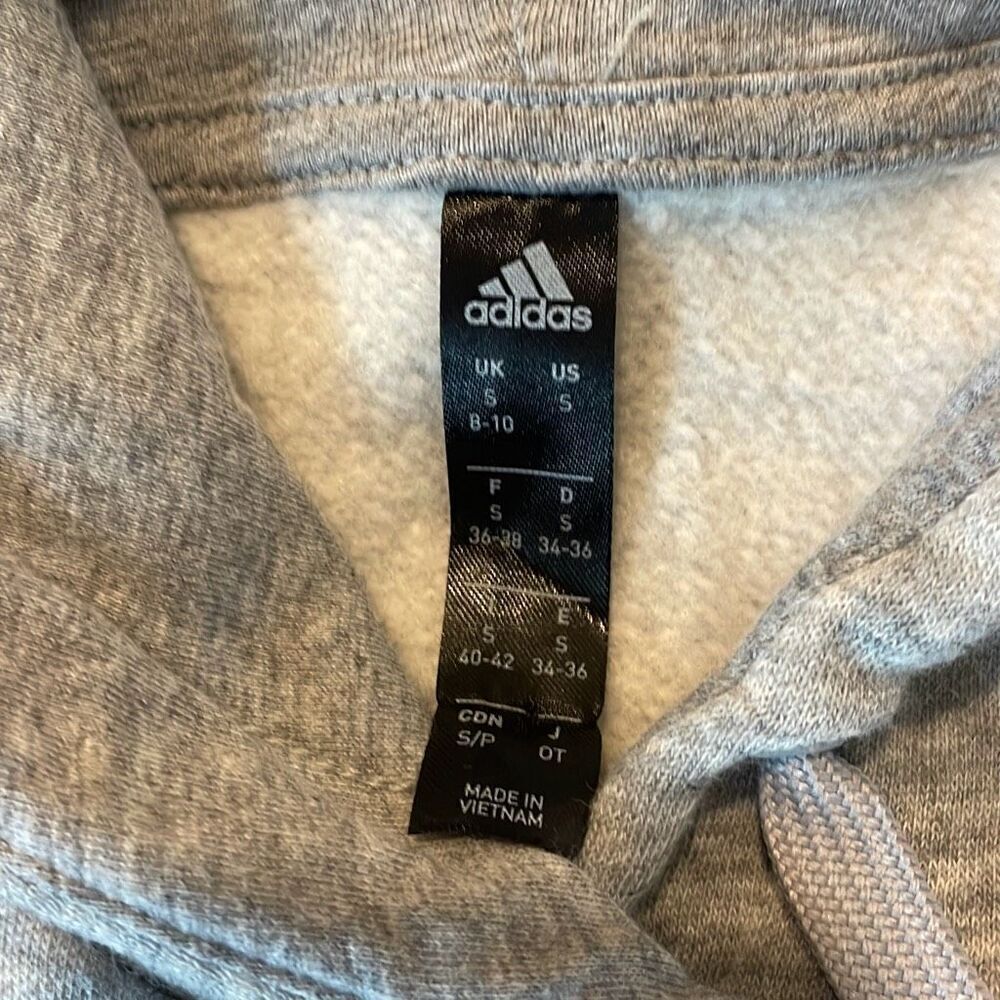 Adidas grey hooded fleece lined sweatshirt size sml - Picture 6 of 10